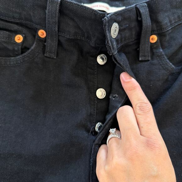 Levi's Wedgie Straight Jeans Black Denim Size 28 Minimalist High Rise Womens - Picture 4 of 9